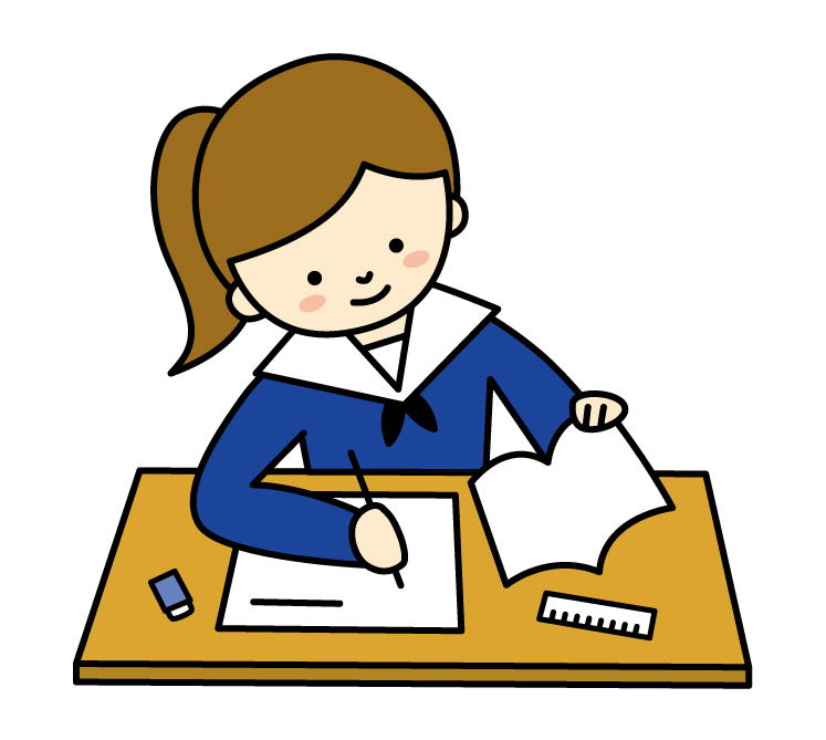 勉強する中学生