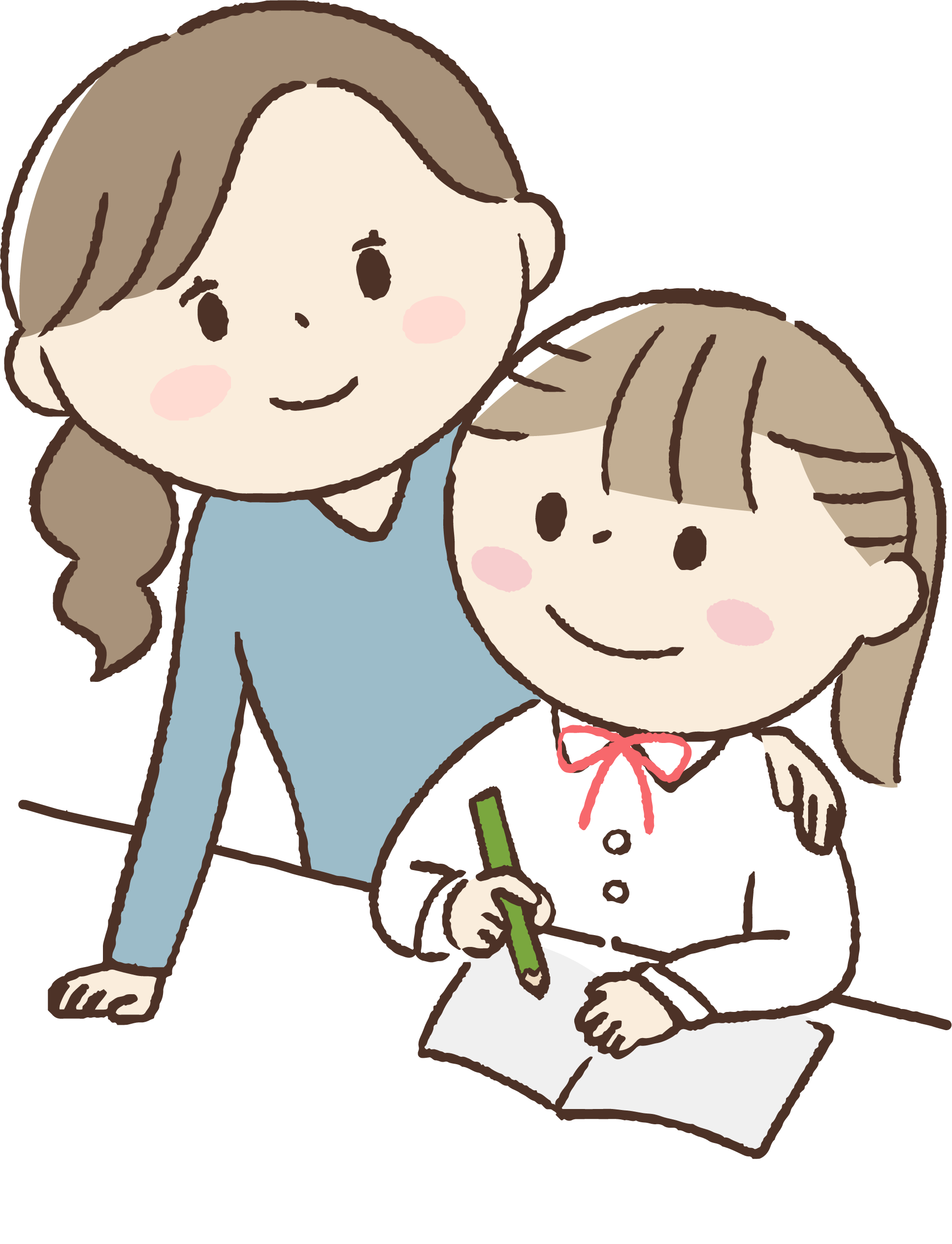 見守る母親と子ども