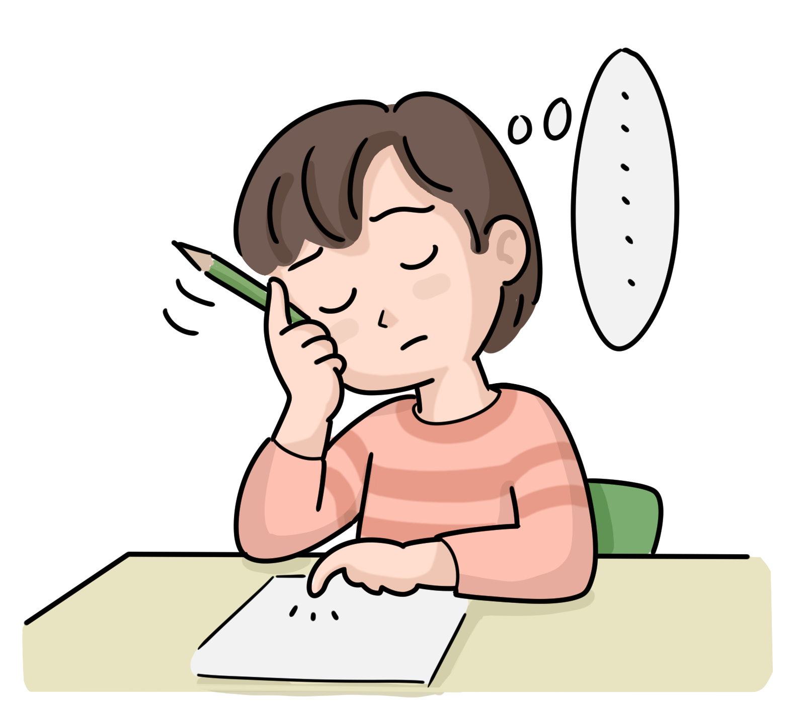 勉強しようと頑張る中学生