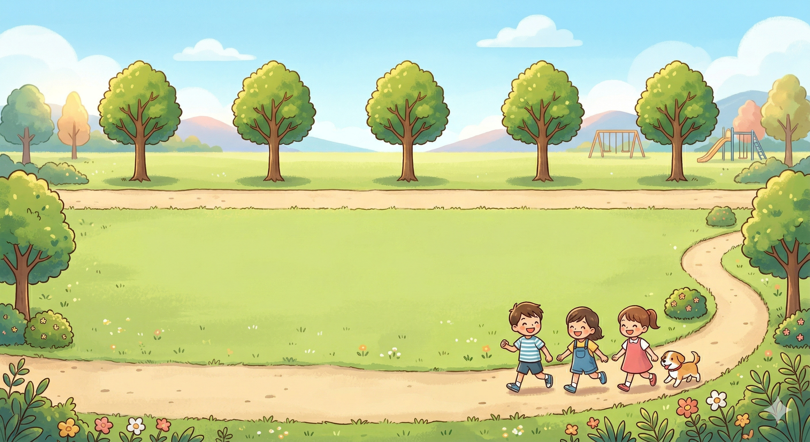 ５本の木が並んだイラスト