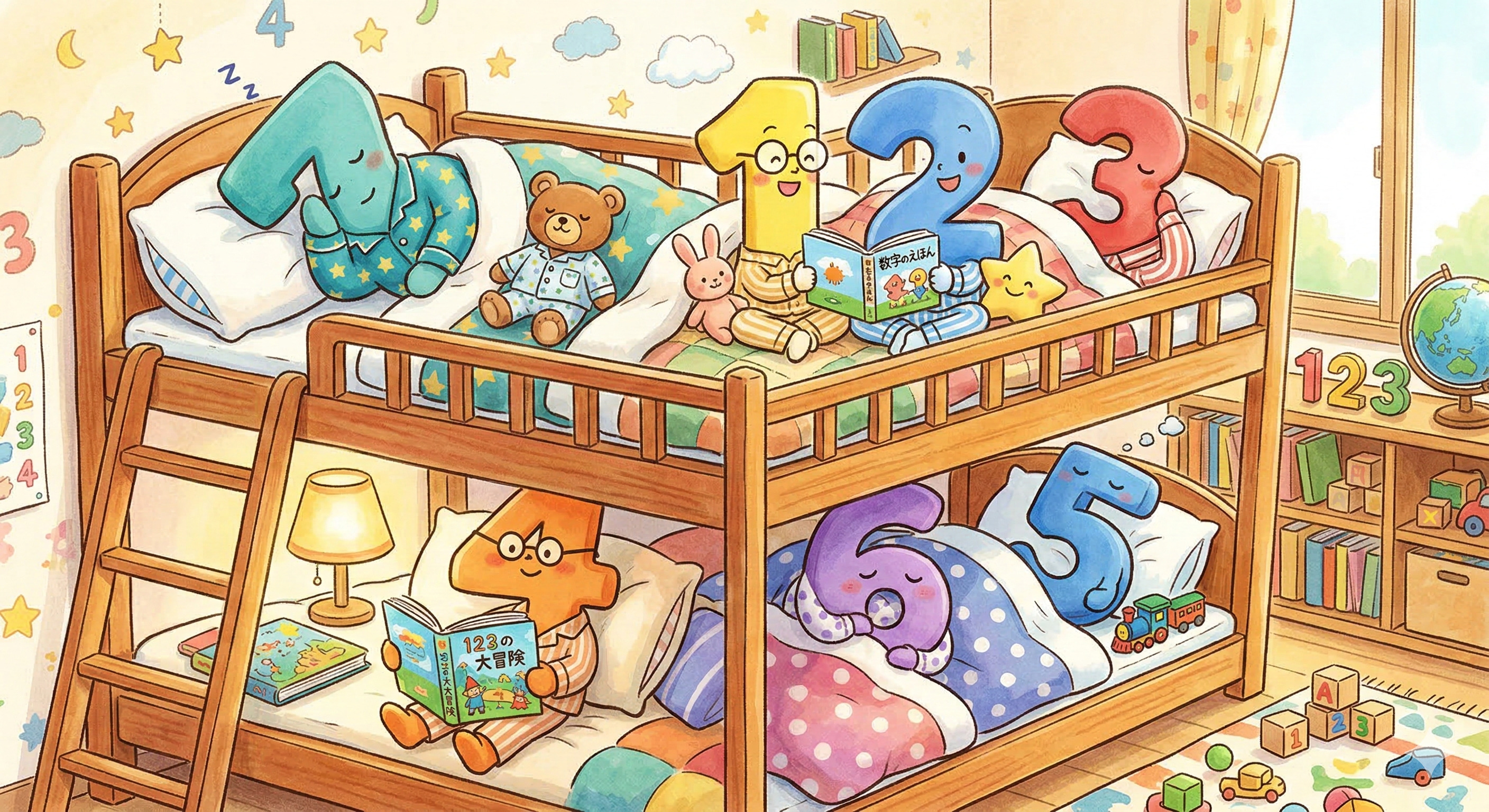 二段ベットで分かれて過ごす数字たち